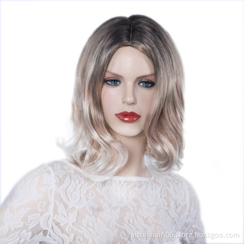 wholeasale lolita  wigs mix black with light brown and white and ombre all colours natural wave synthetic hair wigs for women